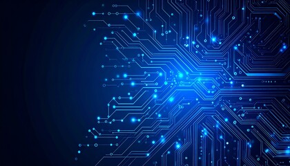 Futuristic electronic circuit background, glowing lines and sharp detail