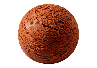 Chocolate ice cream ball isolated on transparent or white background