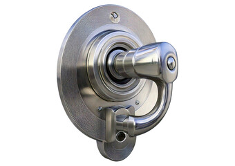 Contemporary stainless door knocking device isolated on transparent or white background