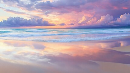 Serene sunset beach panorama