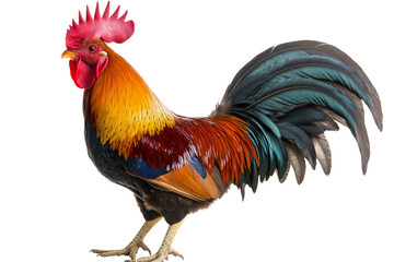Fototapeta premium Stunning Rooster with Vibrant Colors . Transparent background PNG