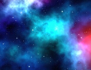 Naklejka premium A vibrant cosmic scene filled with swirling clouds of color and twinkling stars, capturing the beauty of the universe