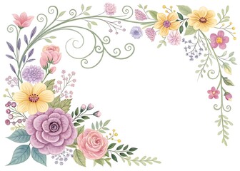 Elegant Watercolor Floral Frame Arrangement for Wedding Invitations and Greeting Cards