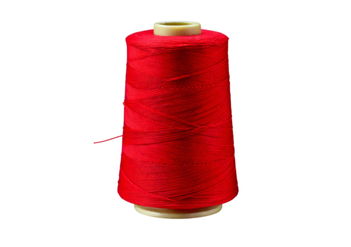 Spool of red thread isolated on transparent or white background