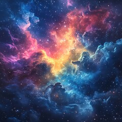Fototapeta premium Stunning Colorful Cosmic Clouds and Stars in Deep Space Background