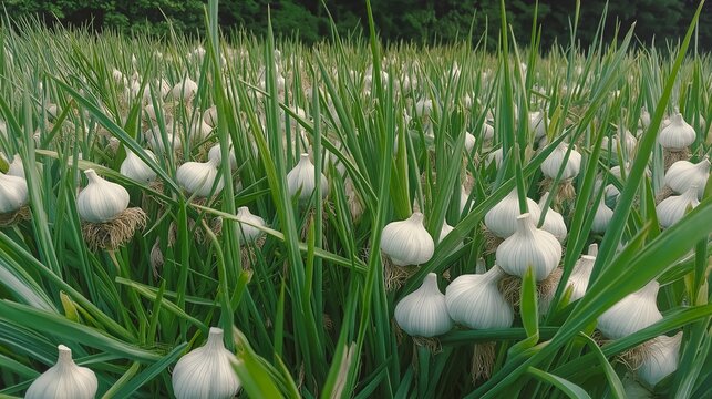 garlic's crop and garlic field