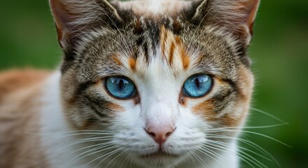 Obraz premium Close-up of a cat with striking blue eyes