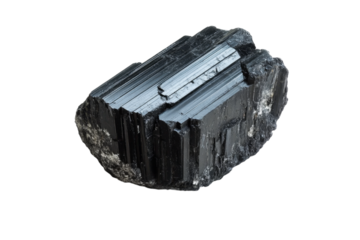 Intriguing Black Crystal Specimen . Transparent background PNG