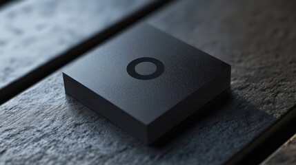 Mysterious Black Box on Dark Wooden Surface
