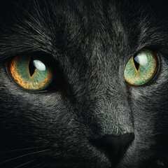 Ethereal Gaze: An Intense Close-Up of a Cat's Eyes, Capturing the Mystique and Beauty of Feline Vision and its Piercing Stare.