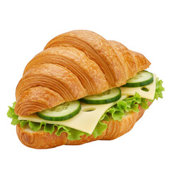 Croissant sandwich with fillings isolated on transparent background