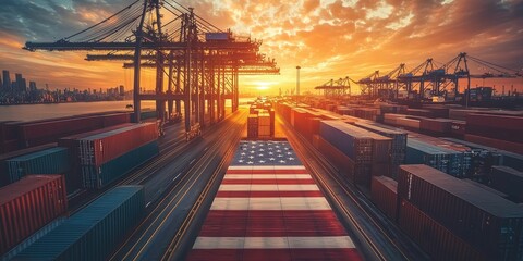 Fototapeta premium Rising global tensions due to ongoing US tariff policies in international markets