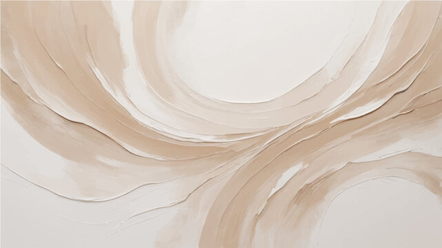 Abstract texture background in white and beige shades. Hand painted textured acrylic template. Neutral illustration with paint brush strokes. Contemporary minimal artwork. Modern canvas painting.