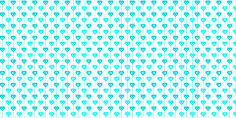 Seamless Heart Grid Pattern Background &ndash; Romantic Love Design for Valentine&rsquo;s Day, Wedding, Anniversary, Cards, Fabric, Wallpaper, Greeting, Cover with cyan color with line and double heart shape