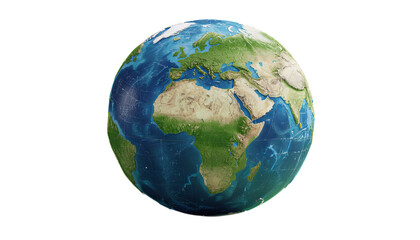 Fototapeta premium Earth Globe, Blue Oceans and Green Continents with Transparent Background