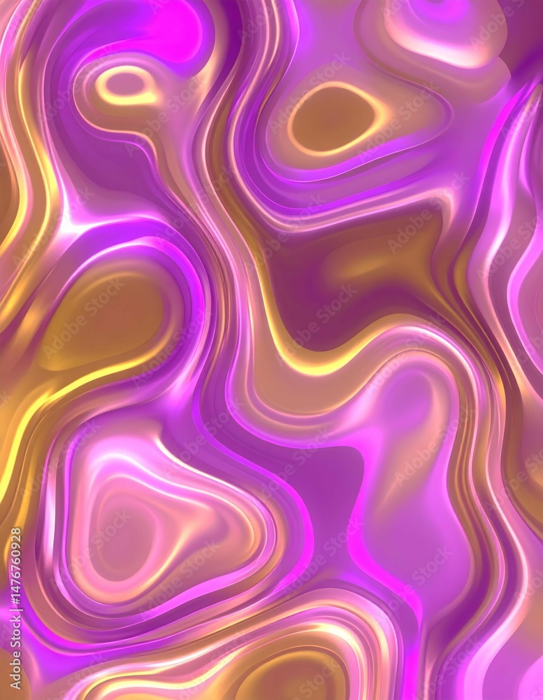 Poster swirling ribbons of vibrant purple and shimmering gold intertwine, creating a luxurious and dynamic 