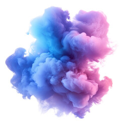 Fototapeta premium Colorful smoke cloud in shades of blue and pink floating through the air cutout isolated on transparent bg, png