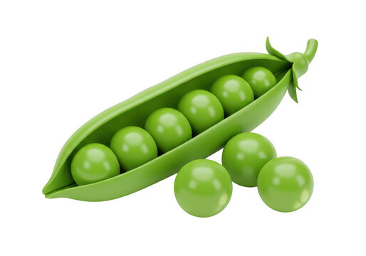 Green pea pod with peas isolated on transparent background