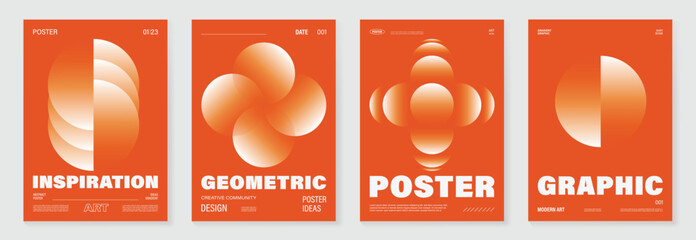 Fototapeta na wymiar Modern gradient poster background vector set. Cover template with vibrant perspective geometric prism shapes. Ideal design for social media, cover, banner, flyer.
