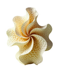 Textured swirl, yellow & white abstract flower with transparent background.