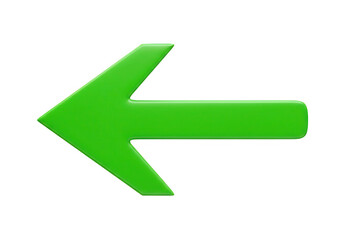 Green arrow pointing left isolated on transparent background