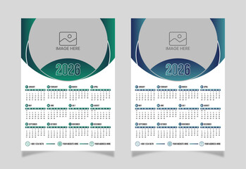 one page wall calendar design set for 2026.