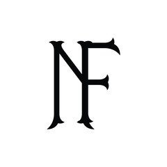 NF monogram logo design letter text name symbol monochrome logotype alphabet character simple logo