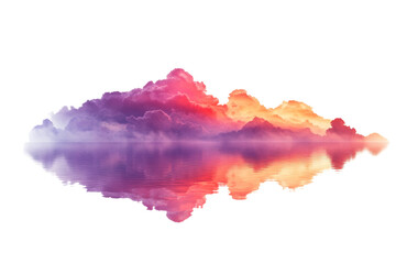 Obraz premium Colorful Cloudscape Reflection Over Water . Transparent background PNG