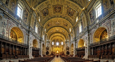 Naklejka premium St. John's Co-Cathedral Interior: Baroque Ornamentation & Gold Leaf