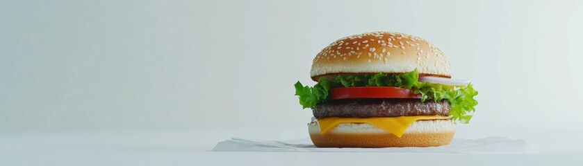 Delicious burger with fresh ingredients and cheese.