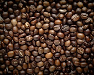 Obraz premium Close-up of roasted coffee beans.