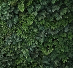 Fototapeta premium Thick carpet of vibrant green tropical leaves , organic, tropical plants, rainforest