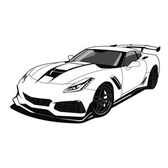race car black and white vector