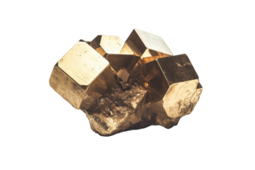 Golden Crystal Specimen - Geological Beauty . Transparent background PNG