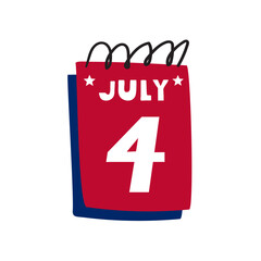 Red note. 4th of July. Flat design. Vector illustration on white background.
