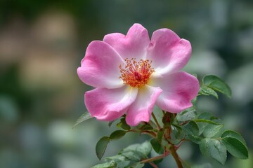 Obraz premium Delicate Pink Rose Bloom: Serene Garden Photography