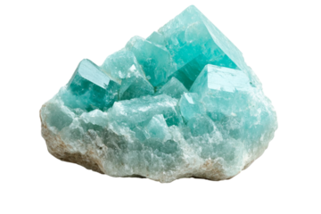 Stunning Aquamarine Crystal Cluster . Transparent background PNG
