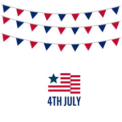 4th of July Patriotic decorations. Flat vector design. Illustration on white background.