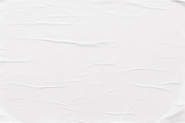 crumpled white paper texture, glued poster pattern with wrinkles for mockup, abstract background