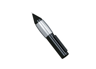 3D Black and Silver Pen. Cartoon design office supplies and stationery