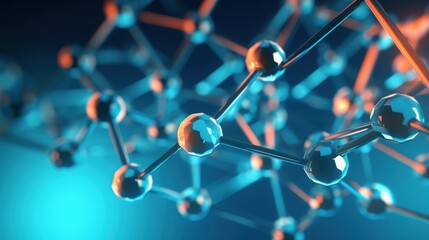 molecule or atom, Abstract structure for Science or medical background, 3d illustration, science, atom, abstract, chemistry, structure, blue, chemical, background