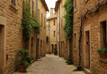 Fototapeta premium Stone street with buildings