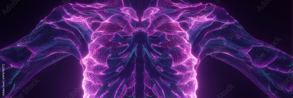 Aufkleber artistic glowing anatomy overlay with central fade-out revealing intricate organ structures and vibr
