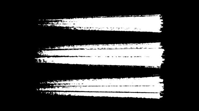 white grunge brush stroke set isolated on transparent backgrond alpha channel animation ,overlay social media motion design element	