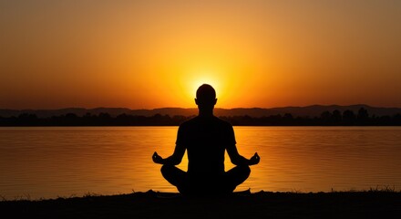 Sunrise meditation silhouette