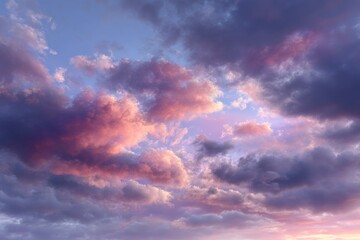Obraz premium Serene Sunset Cloudscape: Pastel Hues and Dreamy Atmosphere