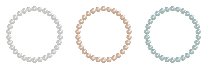 大粒なパールのぷっくりした丸いフレーム 透過されたネックレスの3DCGイラストセット