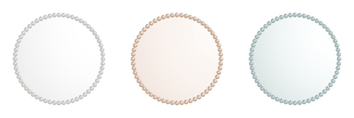 小粒なパールのぷっくりした丸いフレームのセット 透過されたプレートの3DCGイラスト