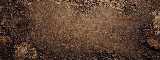 Earthy texture of deep brown soil.  Detailed surface of  varied tones of brown, showing a complex pattern of  uneven layers and inclusions