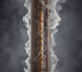 Towering, opaque steam column in continuous loop formation ,  landscape,  vapor, steam